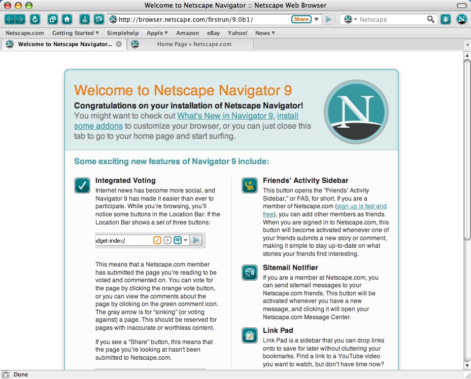 Netscape 9 for Mac Start Page (2007)